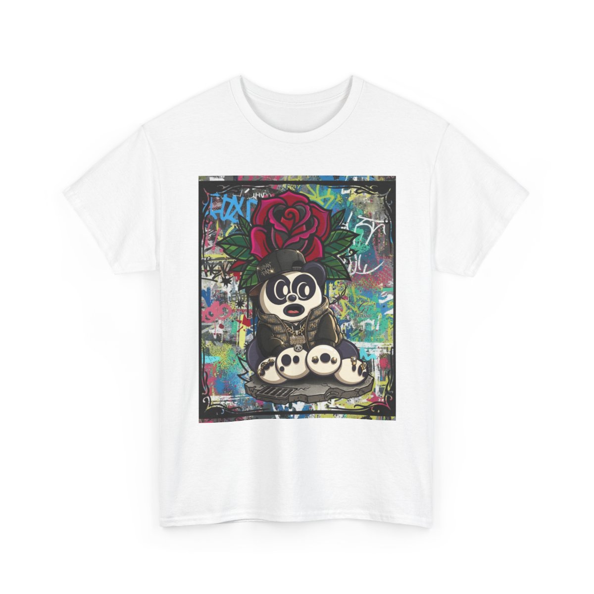 Urban Designer Panda Rose Artist Edtion Unisex Heavy Cotton Tee BY GT ARTLAND
