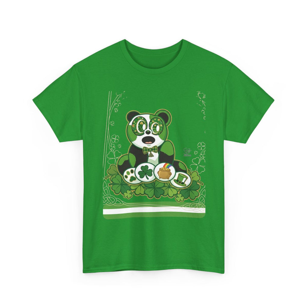 LUCKY CHARM URBAN PANDA GT Green Stripe Designer Edition Unisex Heavy Cotton Tee by GT Artland