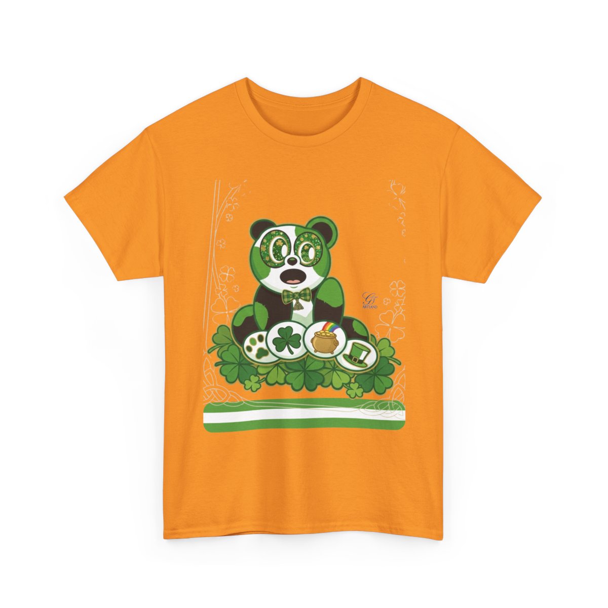 LUCKY CHARM URBAN PANDA GT Green Stripe Designer Edition Unisex Heavy Cotton Tee by GT Artland