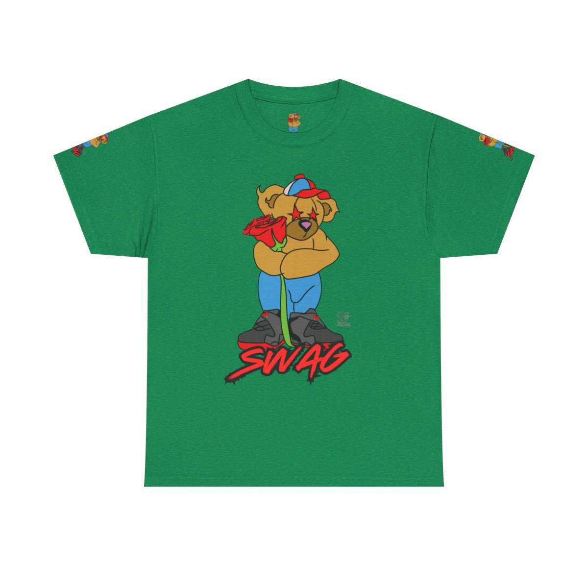 SWAG Love Designer Hip Rose Bear Unisex Heavy Cotton Tee by GT Artland