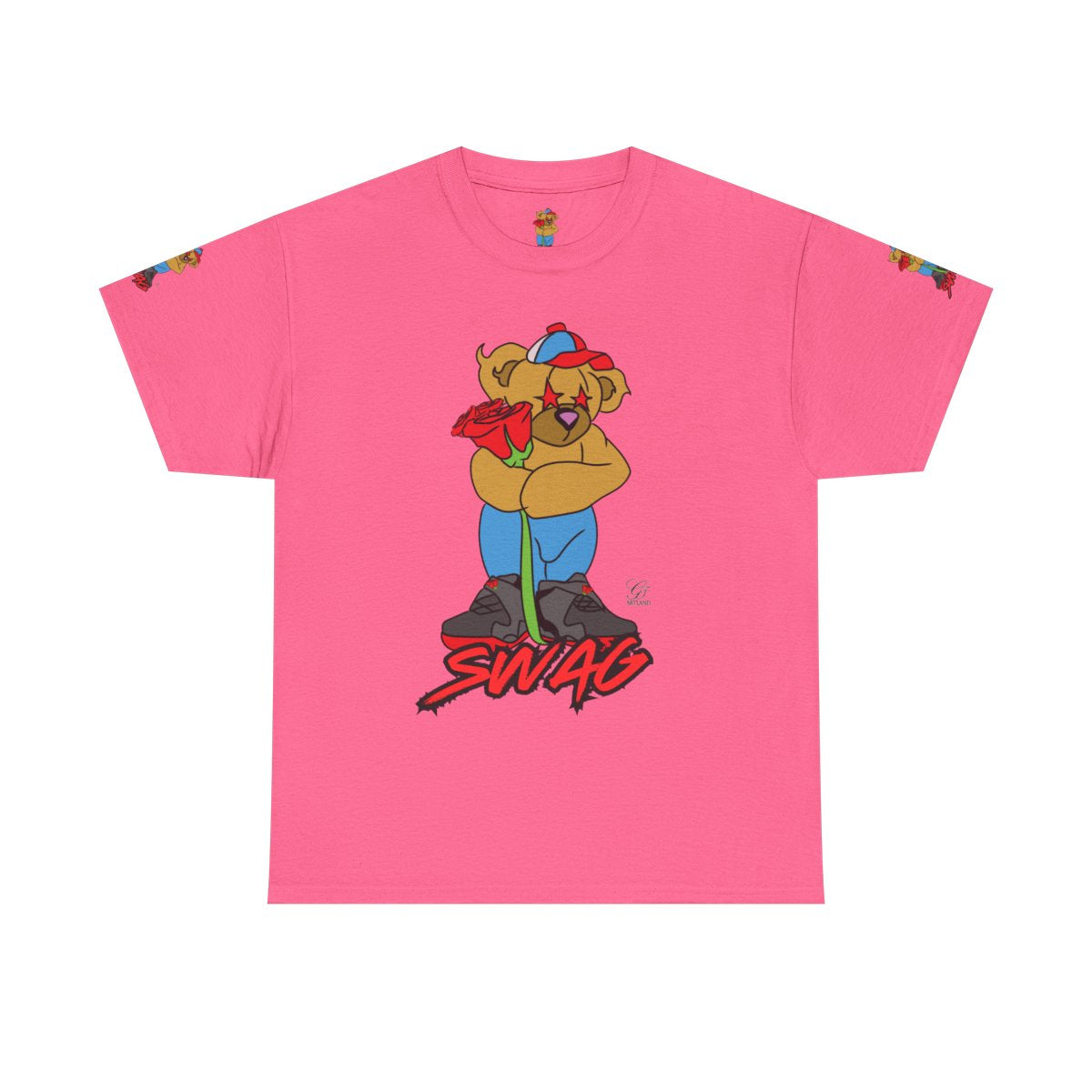 SWAG Love Designer Hip Rose Bear Unisex Heavy Cotton Tee by GT Artland