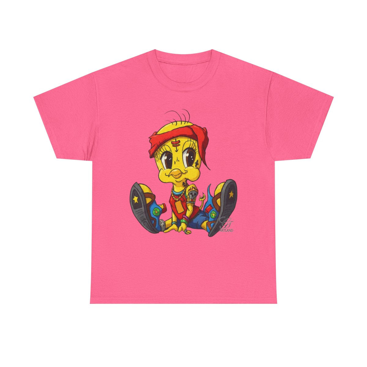 Red Bandana Ghetto Tweet Bird Designer Unisex style Heavy Cotton Tee BY GT ARTLAND