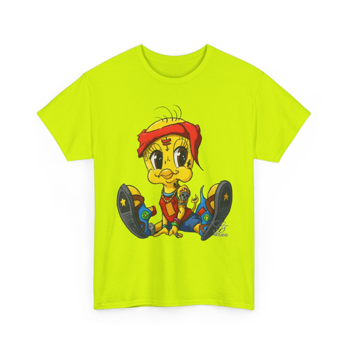Red Bandana Ghetto Tweet Bird Designer Unisex style Heavy Cotton Tee BY GT ARTLAND