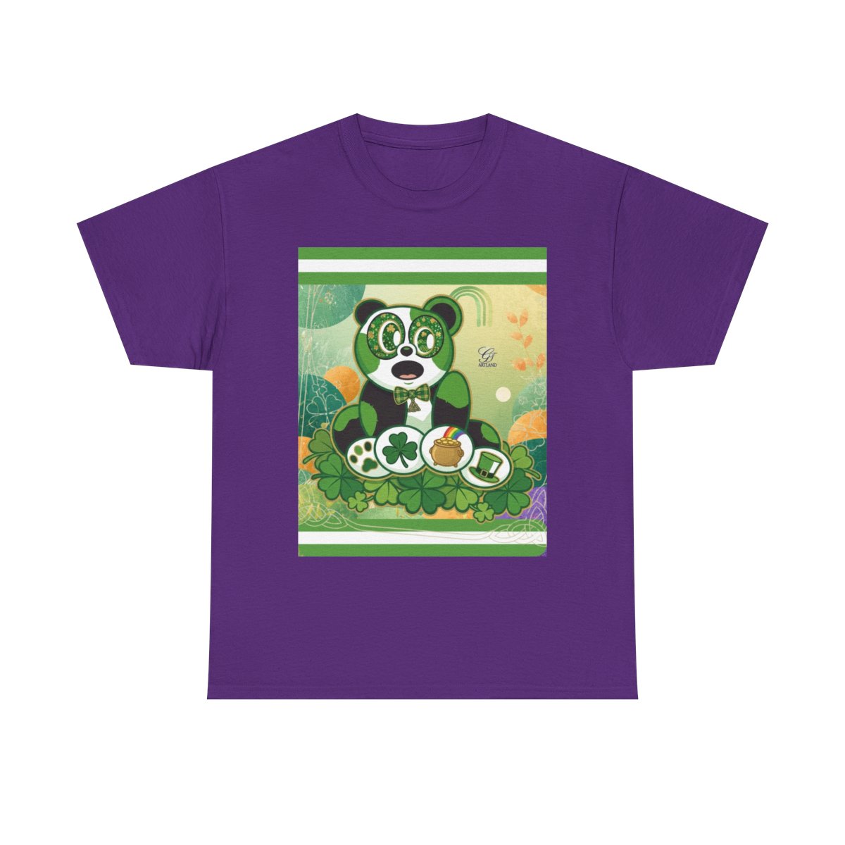LUCKY CHARM URBAN PANDA GT Green Stripe abstract Designe Edition Unisex Heavy Cotton Tee by GT Artland