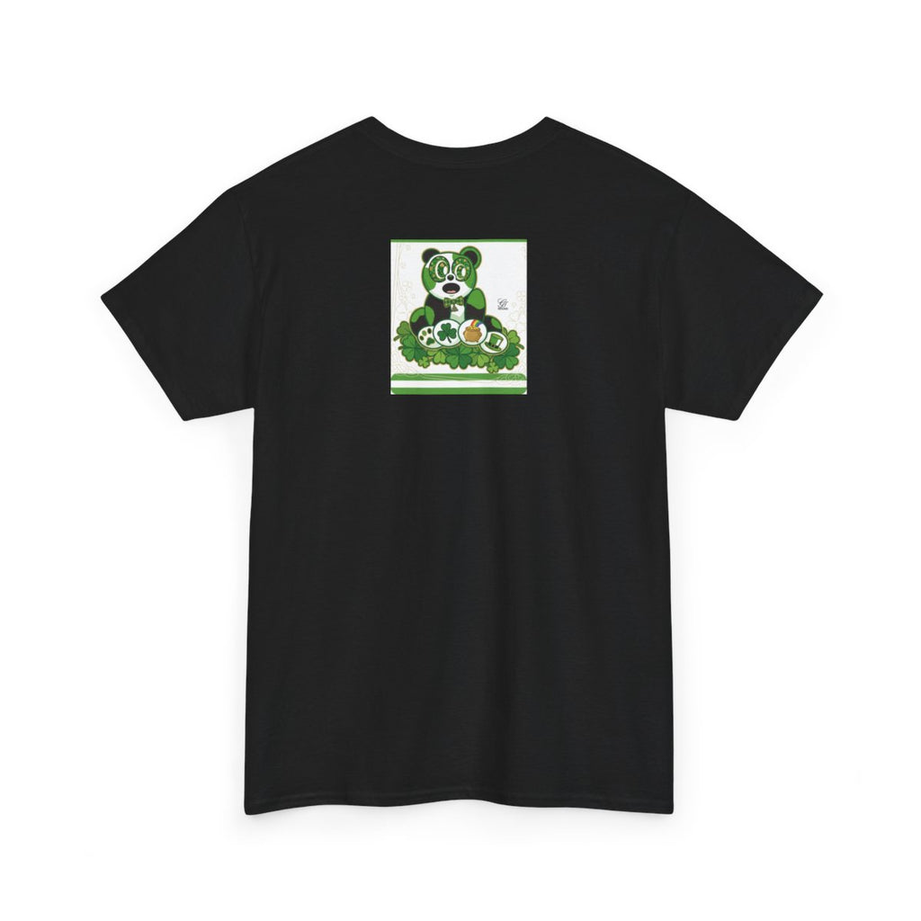 LUCKY CHARM URBAN PANDA GT Green Stripe Designer White Edition Unisex Heavy Cotton Tee by GT Artland
