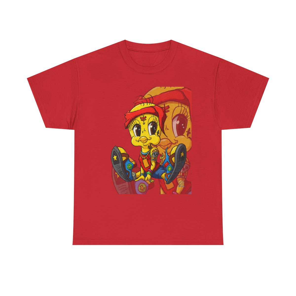 Red Bandana Ghetto Tweet Bird Designer Unisex style Heavy Cotton Tee BY GT ARTLAND