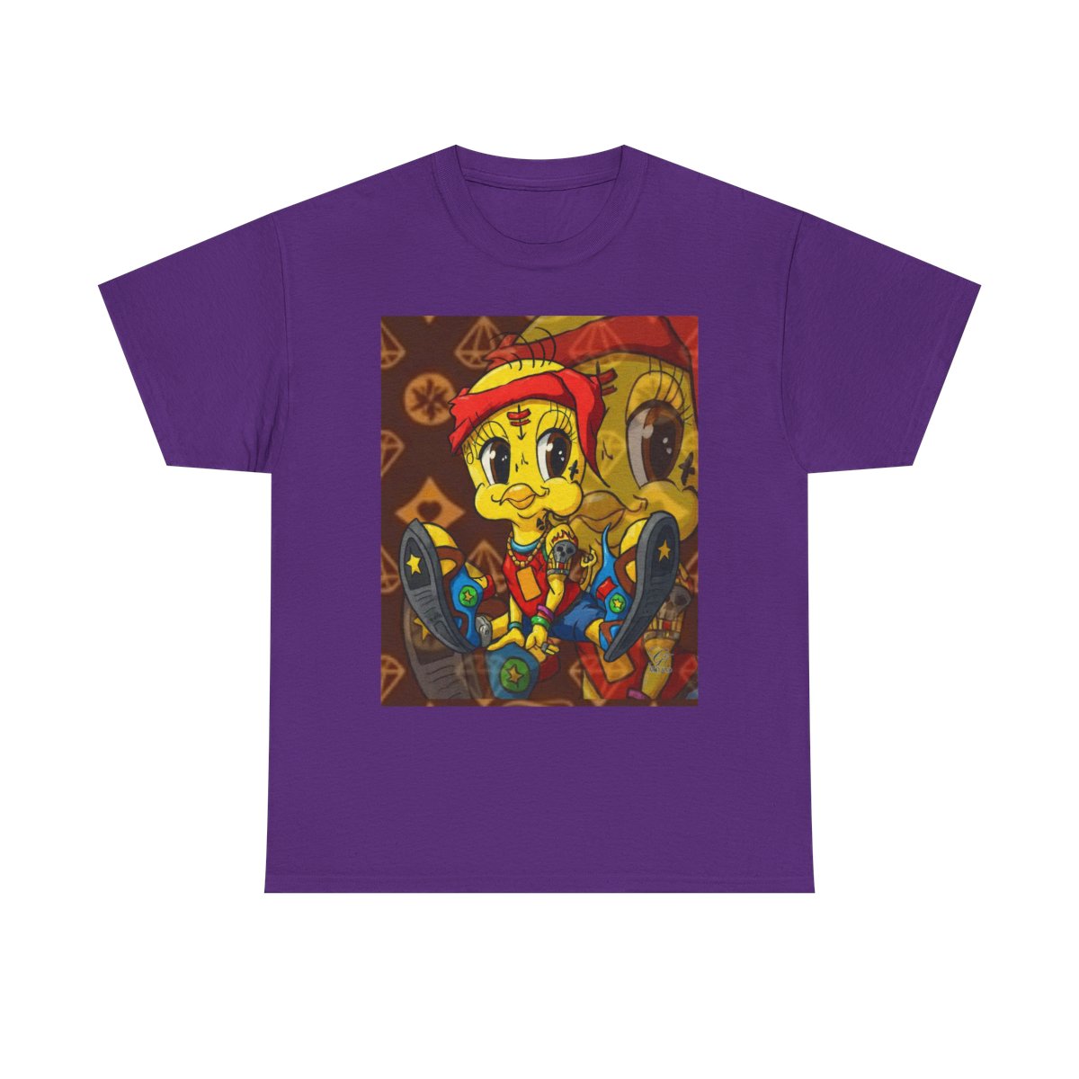 Red Bandana Ghetto Tweet Bird Unisex style Heavy Cotton Tee BY GT ARTLAND