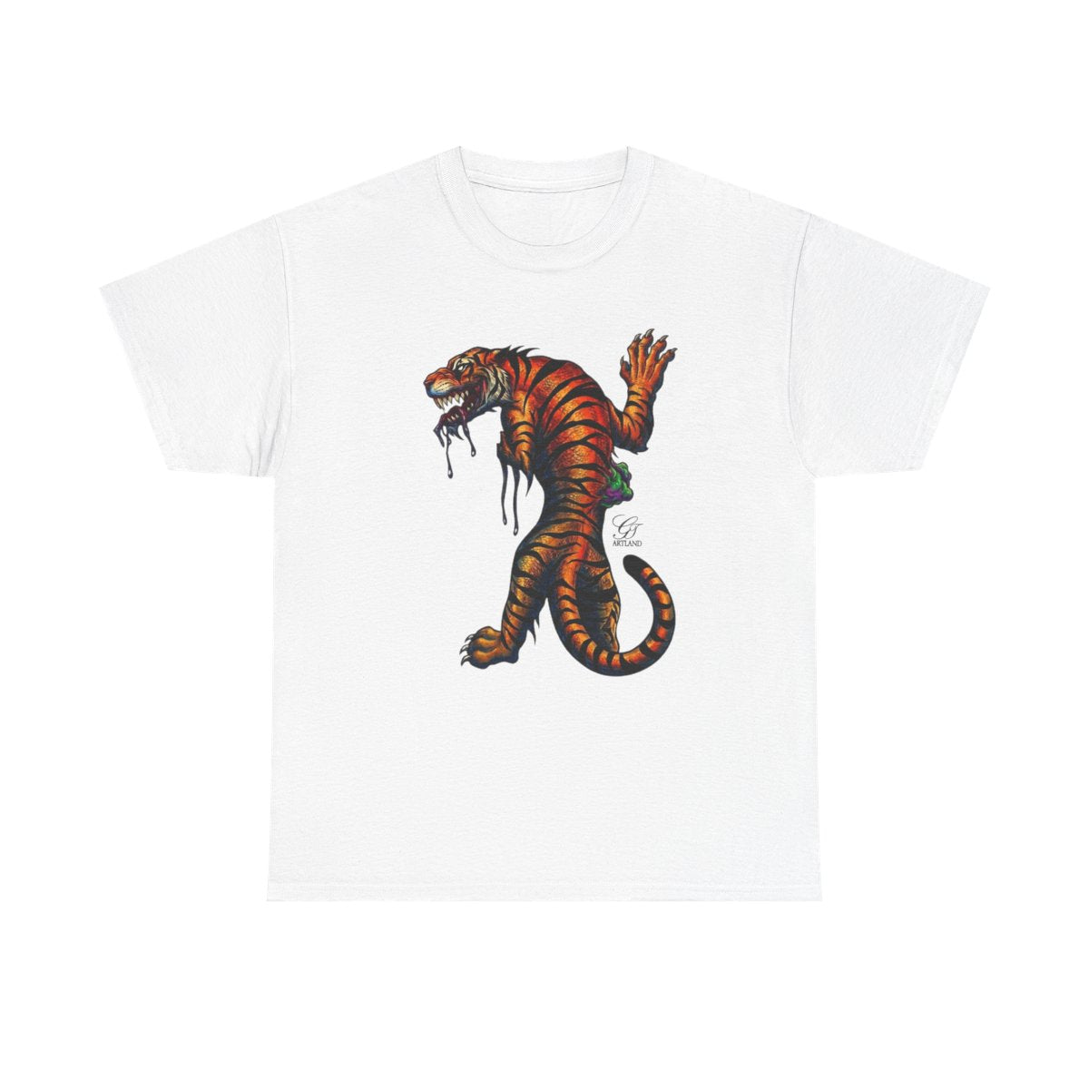 Tiger Spirit Urban Tattoo Style Unisex Heavy Cotton Tee by GT Artland