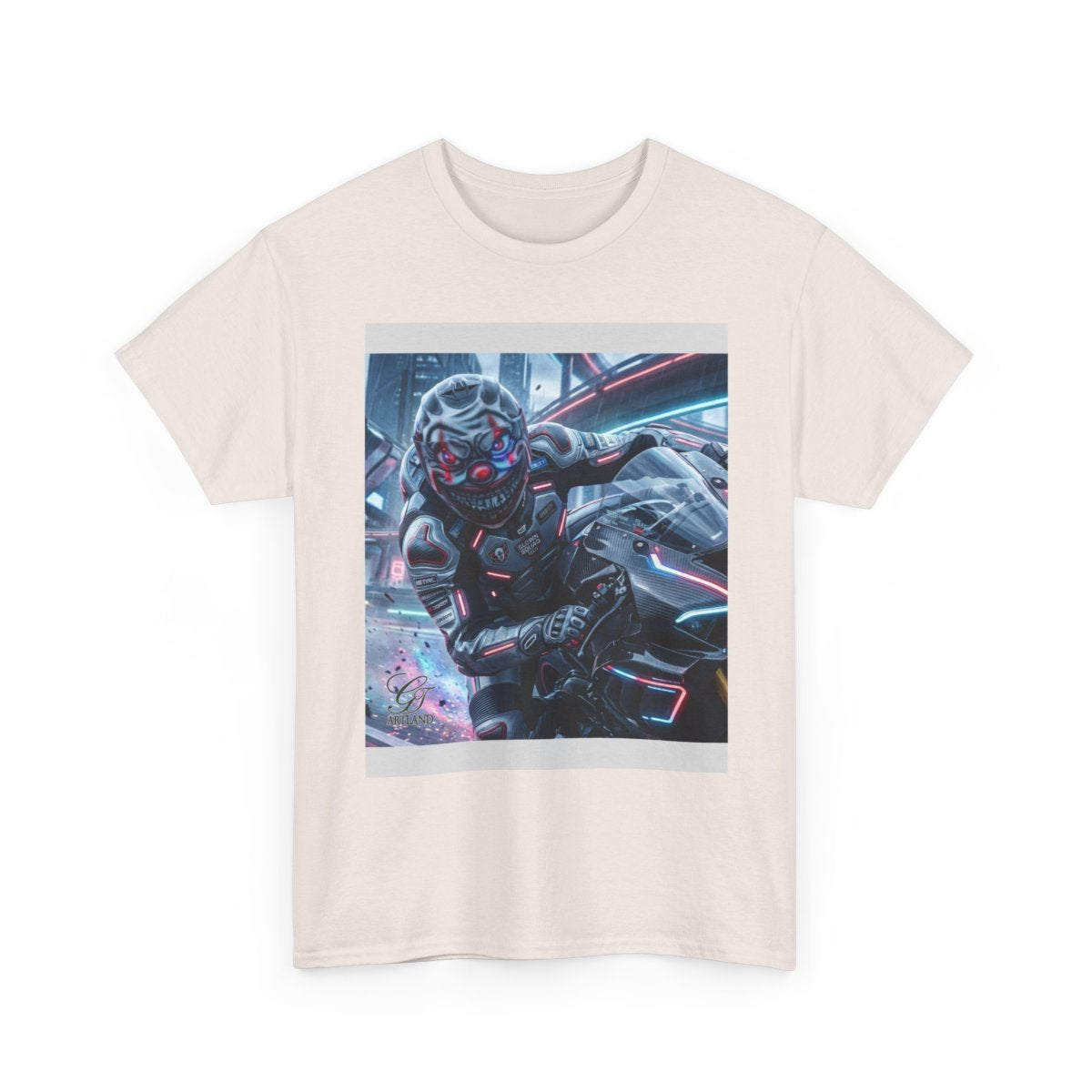 Killa Clown GT Futuristic Super Biker Race Games Unisex Heavy Cotton Tee by GT Artland