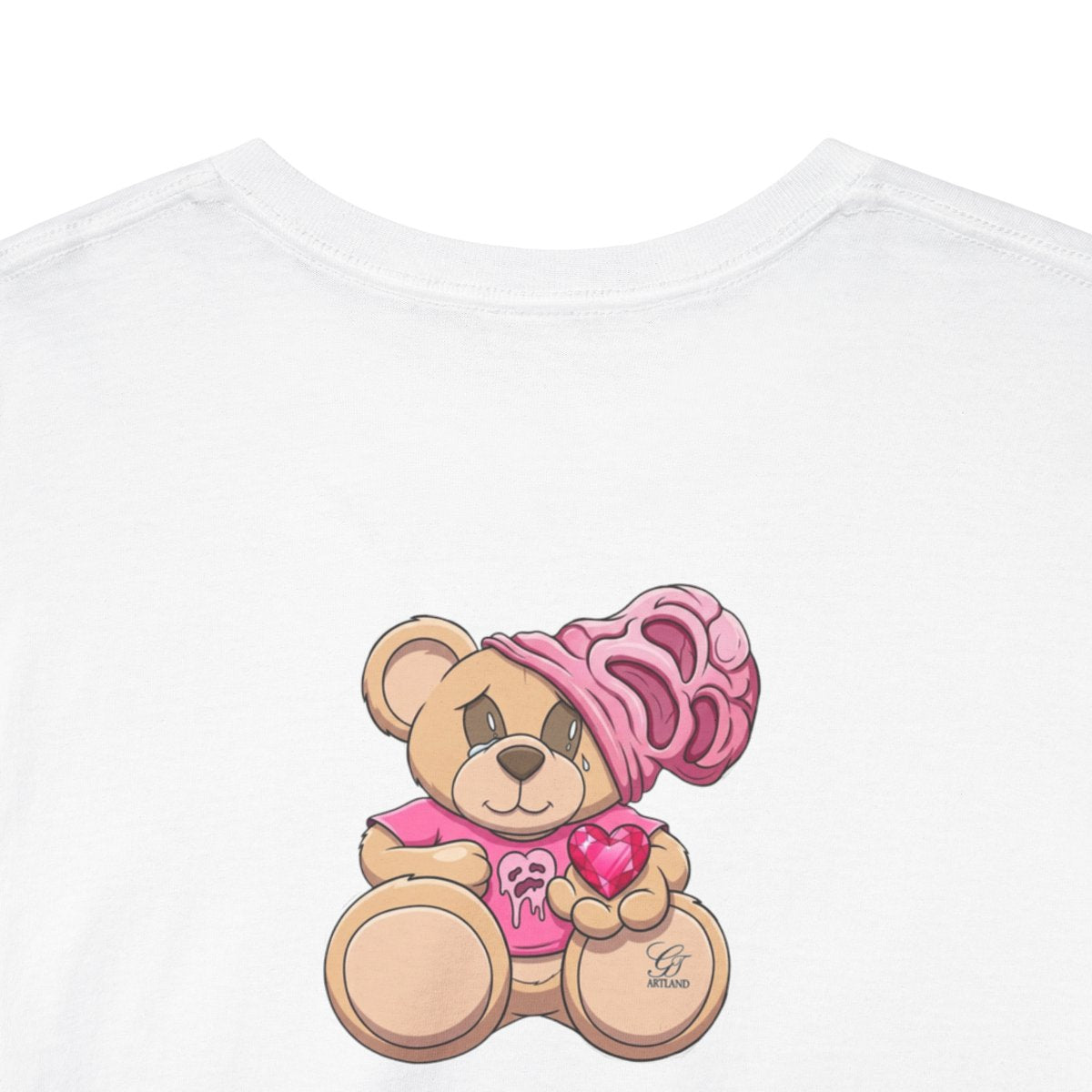 Pink Teddy Bear Goon with Heart Designer Unisex Heavy Cotton Tee by GT Artland