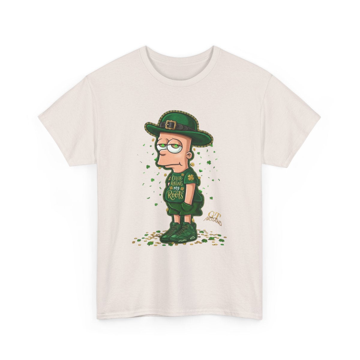 Lucky Charm Urban Irish Bart Designer St Patrick's Day Theme Unisex Heavy Cotton Tee by GT Artland
