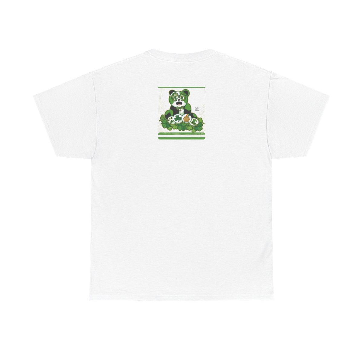 LUCKY CHARM URBAN PANDA GT Green Stripe Designer White Edition Unisex Heavy Cotton Tee by GT Artland