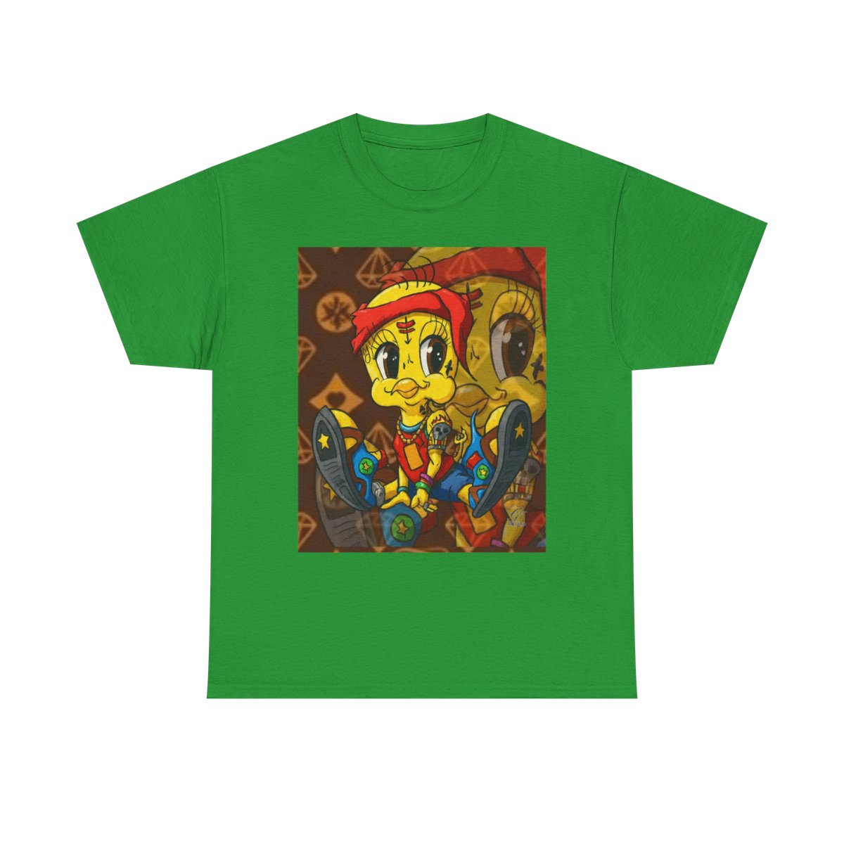 Red Bandana Ghetto Tweet Bird Unisex style Heavy Cotton Tee BY GT ARTLAND