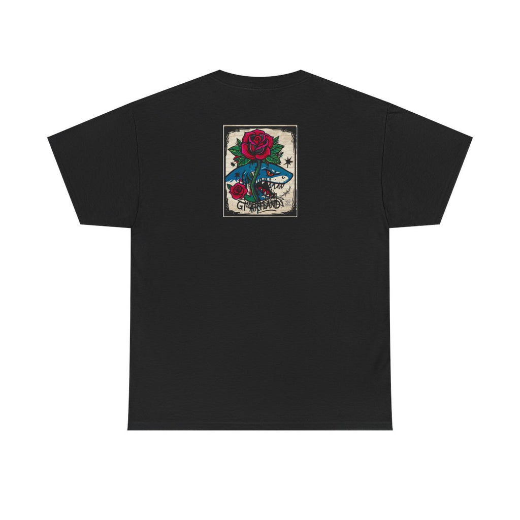 Rose Shark Attack Designer Urban Surfer Drip Unisex Heavy Cotton Tee BY GT ARTLAND
