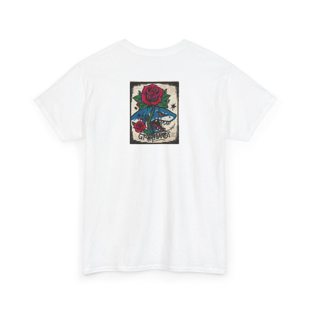 Rose Shark Attack Designer Urban Surfer Drip Unisex Heavy Cotton Tee BY GT ARTLAND