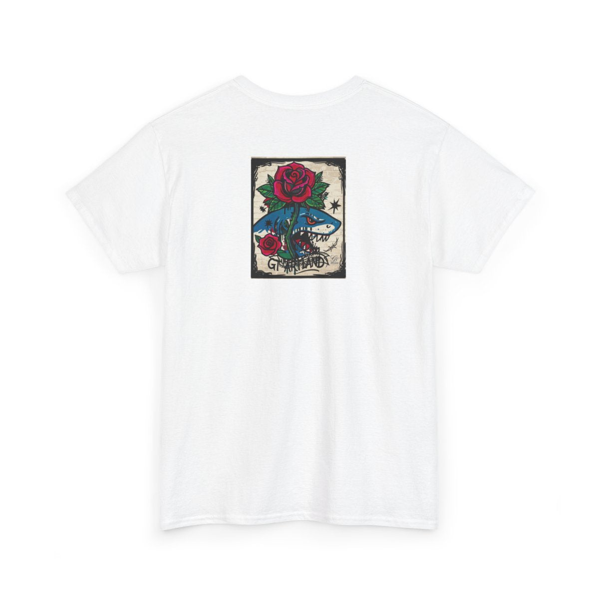 Rose Shark Attack Designer Urban Surfer Drip Unisex Heavy Cotton Tee BY GT ARTLAND