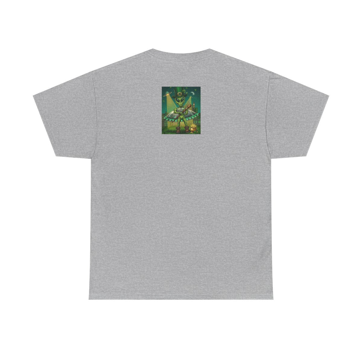 UFO Leprechaun Alien Abduction St Patricks Theme Unisex Heavy Cotton Tee BY GT ARTLAND
