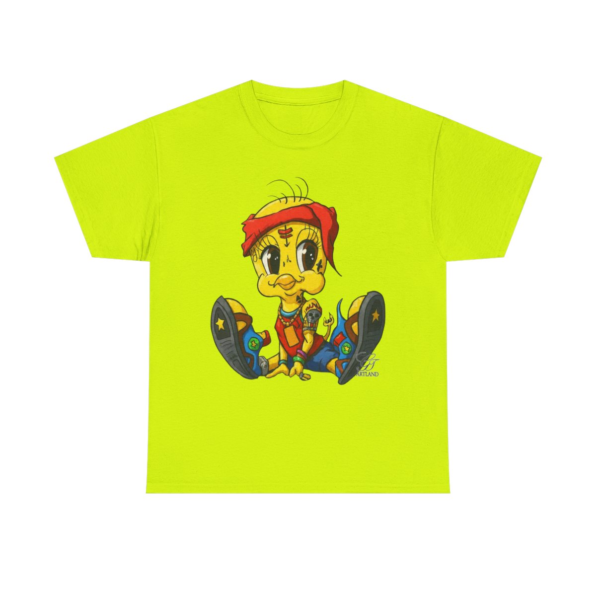 Red Bandana Ghetto Tweet Bird Designer Unisex style Heavy Cotton Tee BY GT ARTLAND