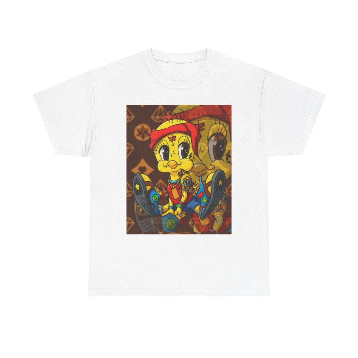 Red Bandana Ghetto Tweet Bird Unisex style Heavy Cotton Tee BY GT ARTLAND