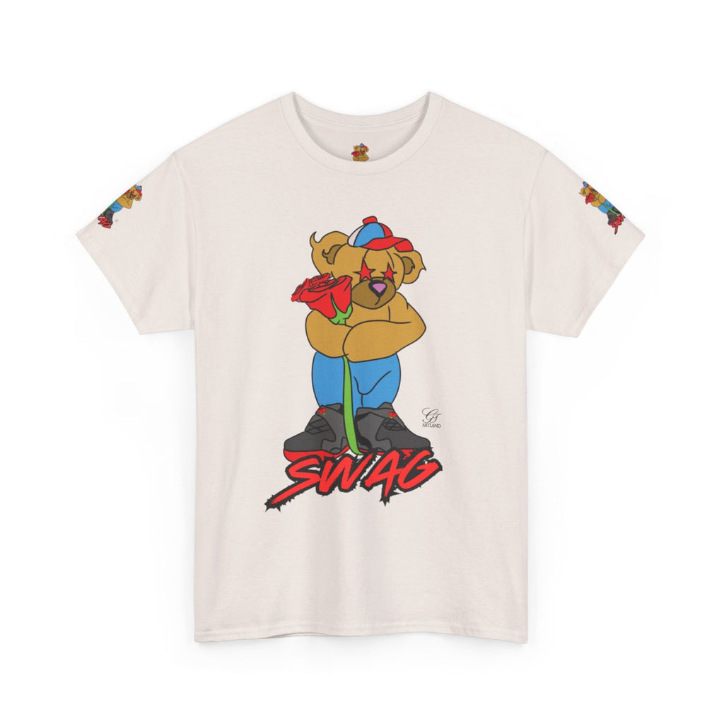 SWAG Love Designer Hip Rose Bear Unisex Heavy Cotton Tee by GT Artland