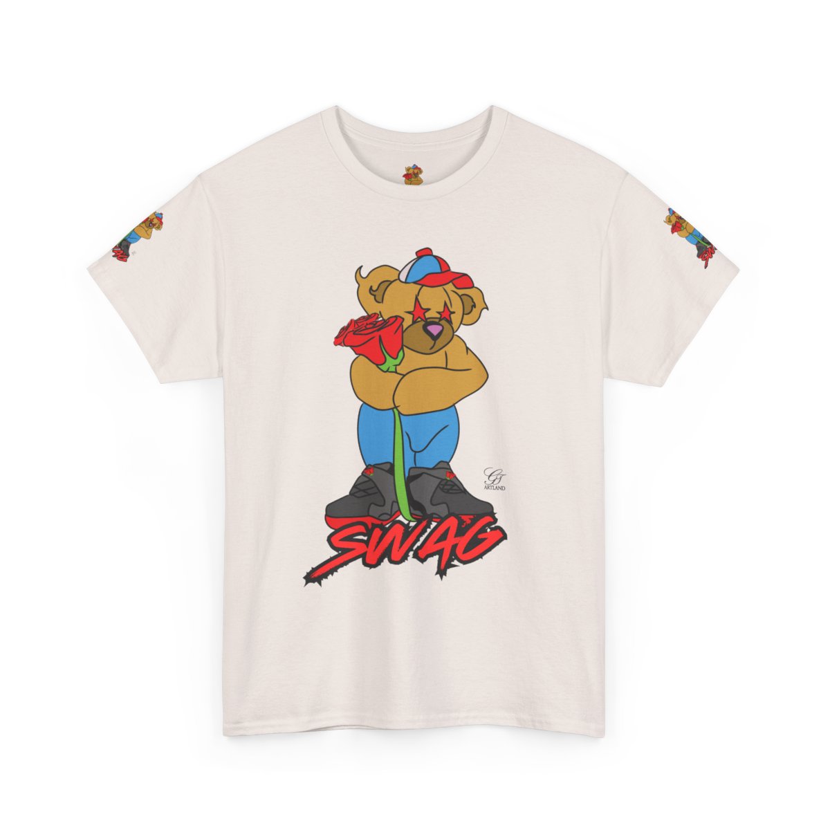 SWAG Love Designer Hip Rose Bear Unisex Heavy Cotton Tee by GT Artland