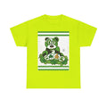 LUCKY CHARM URBAN PANDA GT Green Stripe Designer White Edition Unisex Heavy Cotton Tee by GT Artland