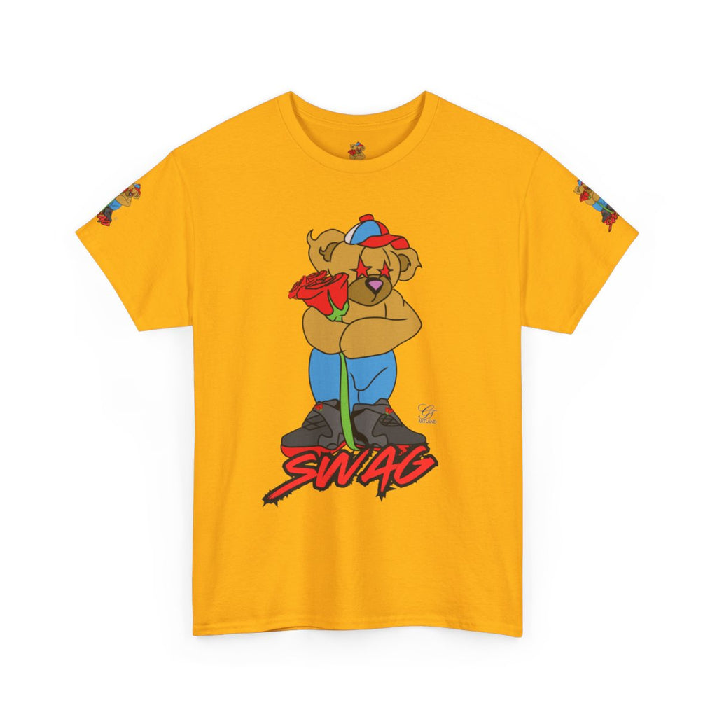 SWAG Love Designer Hip Rose Bear Unisex Heavy Cotton Tee by GT Artland