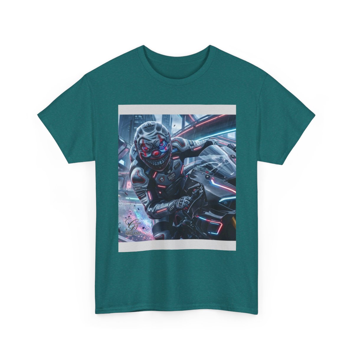 Killa Clown GT Futuristic Super Biker Race Games Unisex Heavy Cotton Tee by GT Artland