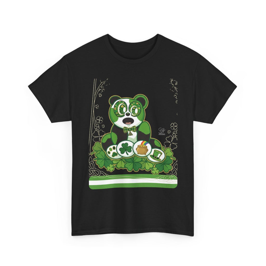 LUCKY CHARM URBAN PANDA GT Green Stripe Designer Edition Unisex Heavy Cotton Tee by GT Artland