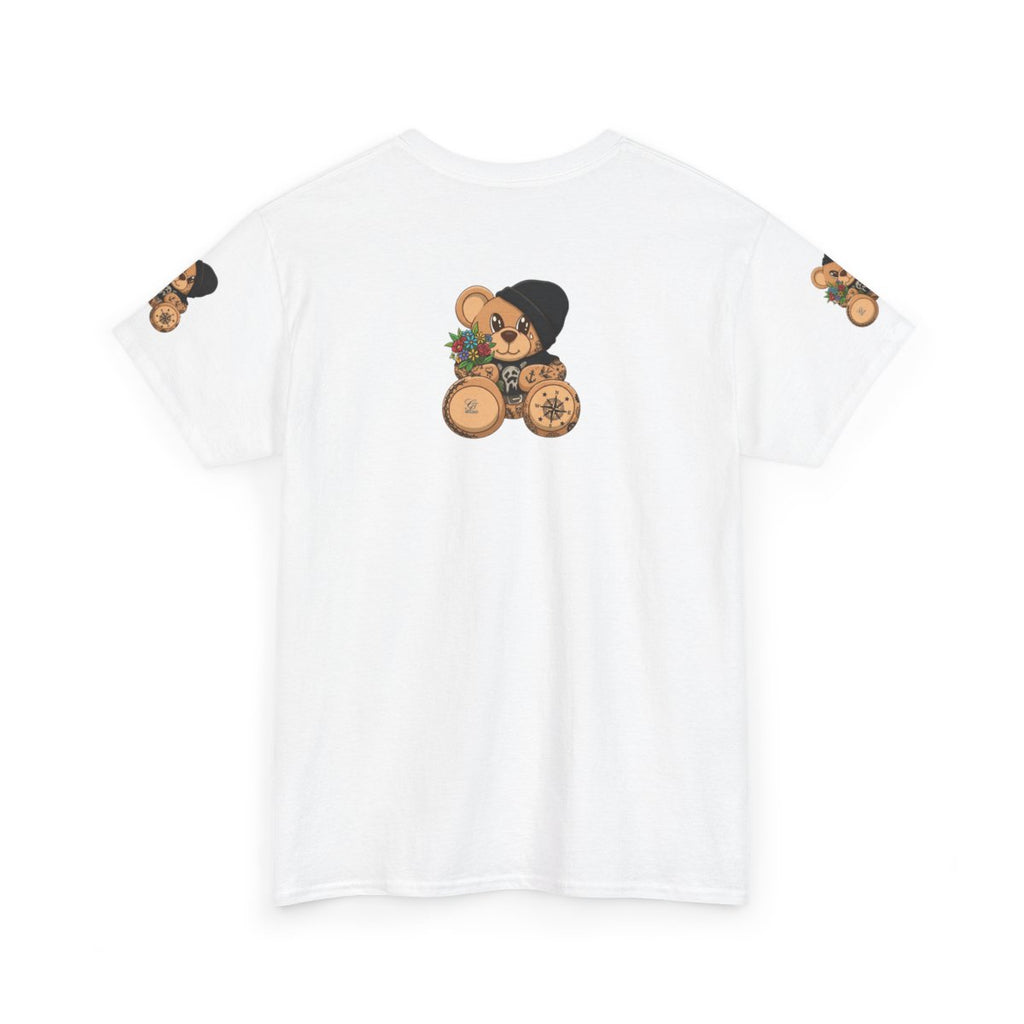 Hood Teddy Bear with Tats  in Black  Unisex Heavy Cotton Tee by GT Artland