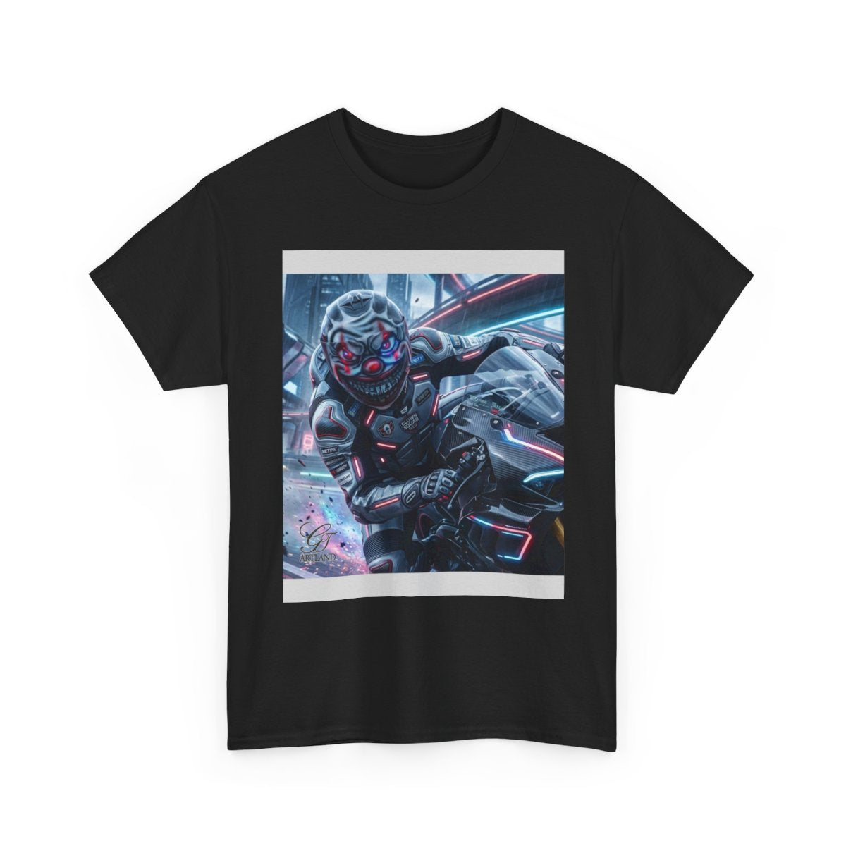 Killa Clown GT Futuristic Super Biker Race Games Unisex Heavy Cotton Tee by GT Artland