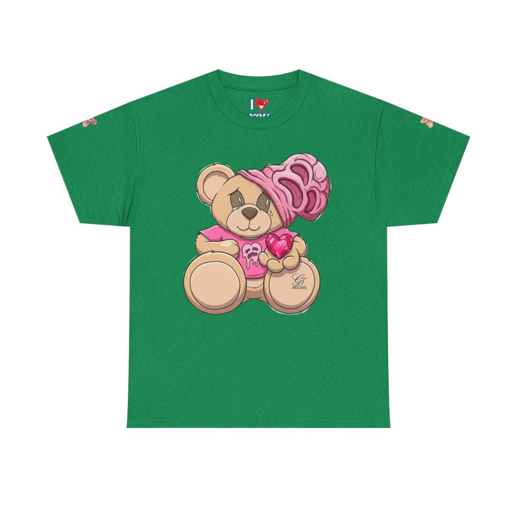 Pink Teddy Bear Goon with Heart Designer Unisex Heavy Cotton Tee by GT Artland