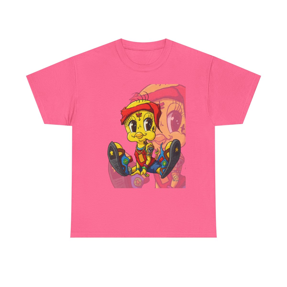 Red Bandana Ghetto Tweet Bird Designer Unisex style Heavy Cotton Tee BY GT ARTLAND