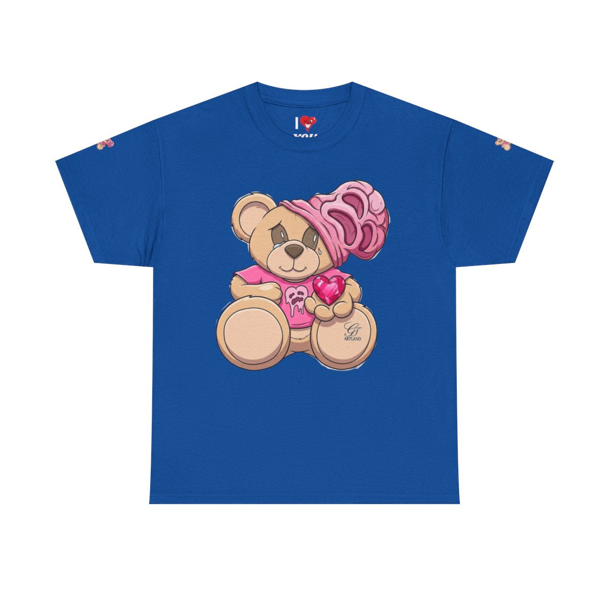 Pink Teddy Bear Goon with Heart Designer Unisex Heavy Cotton Tee by GT Artland