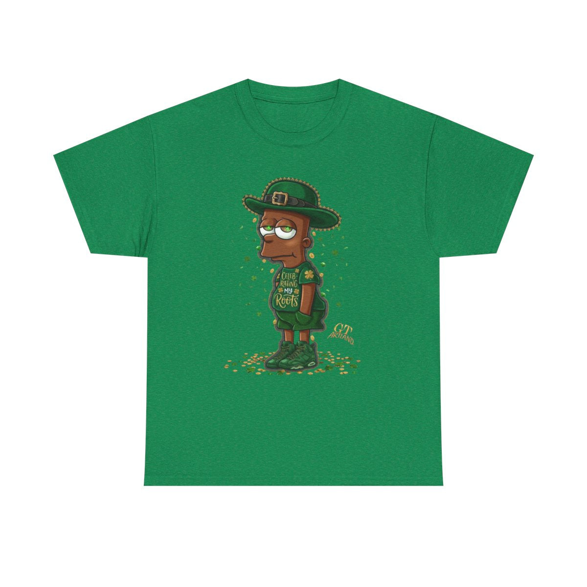 Lucky Charm Urban Irish Ebony bart Designer St Patrick's Day Theme Unisex Heavy Cotton Tee by GT Artland