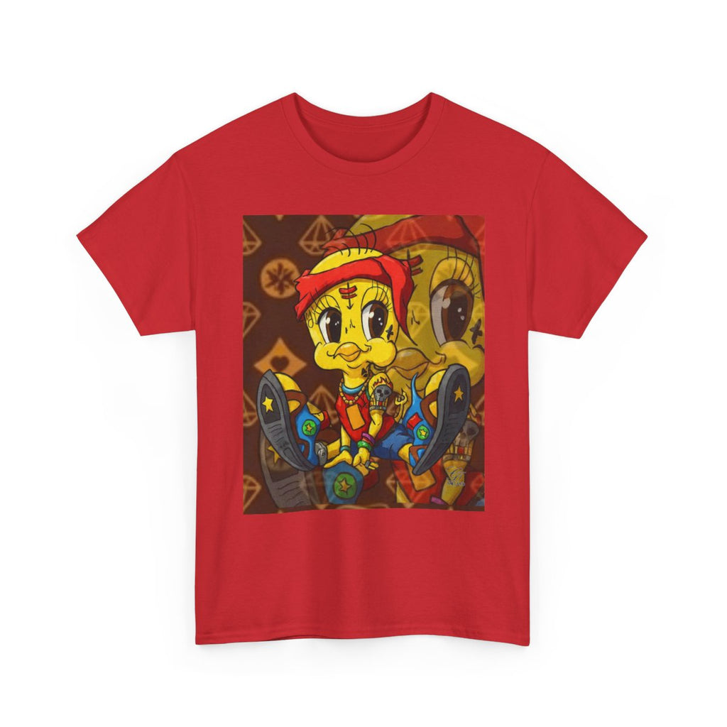 Red Bandana Ghetto Tweet Bird Unisex style Heavy Cotton Tee BY GT ARTLAND
