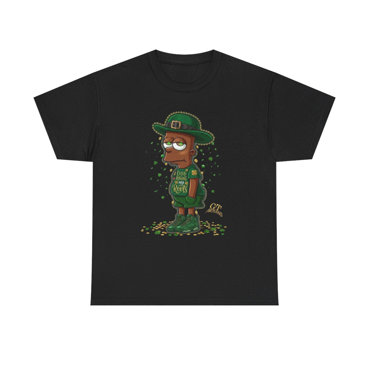 Lucky Charm Urban Irish Ebony bart Designer St Patrick's Day Theme Unisex Heavy Cotton Tee by GT Artland