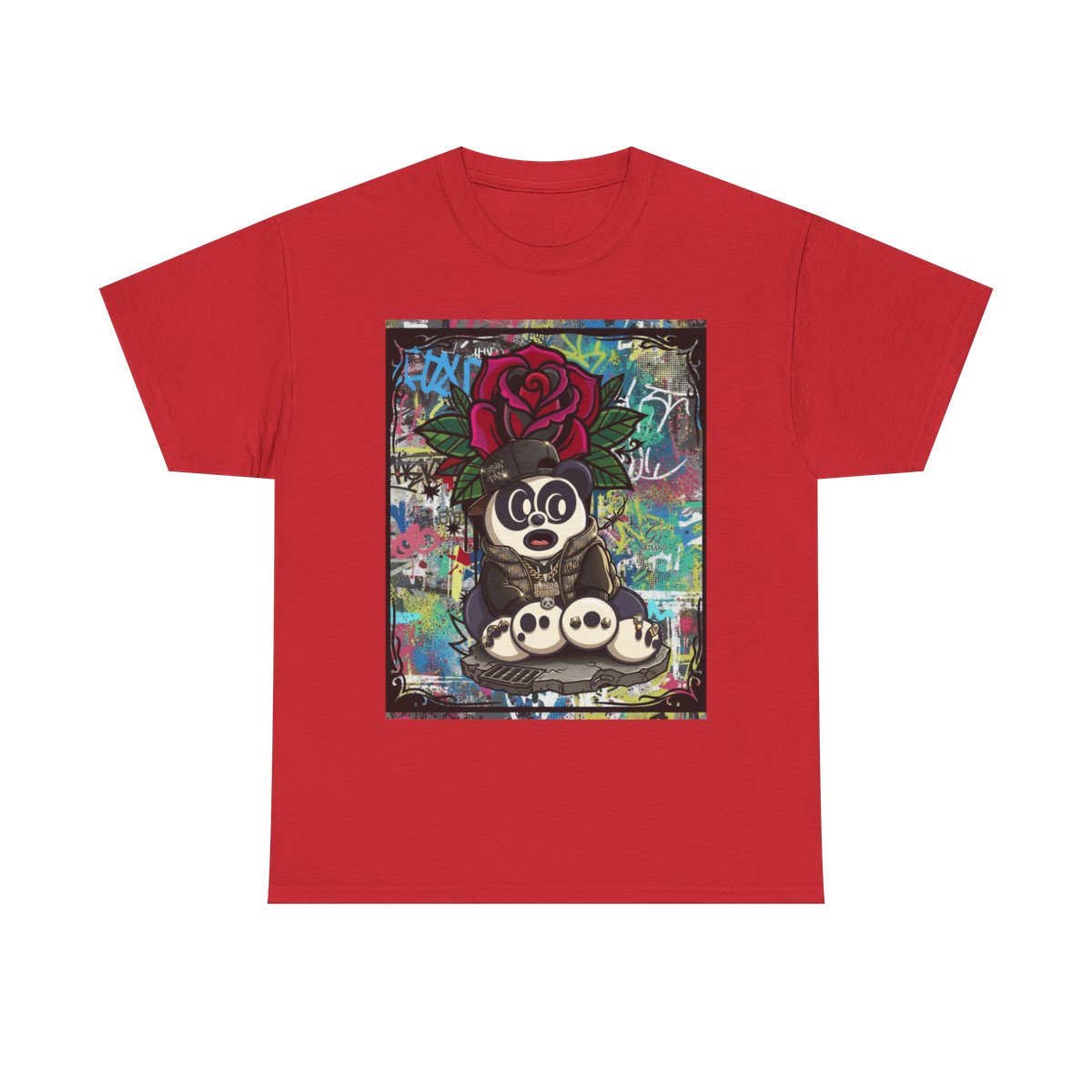 Urban Designer Panda Rose Artist Edtion Unisex Heavy Cotton Tee BY GT ARTLAND