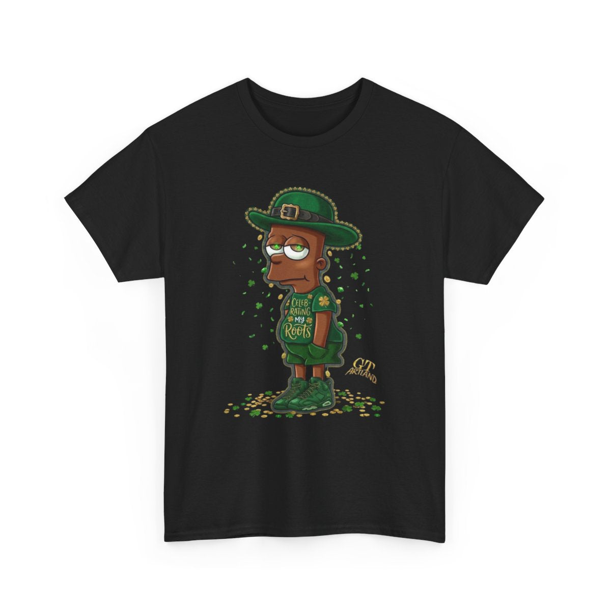 Lucky Charm Urban Irish Ebony bart Designer St Patrick's Day Theme Unisex Heavy Cotton Tee by GT Artland