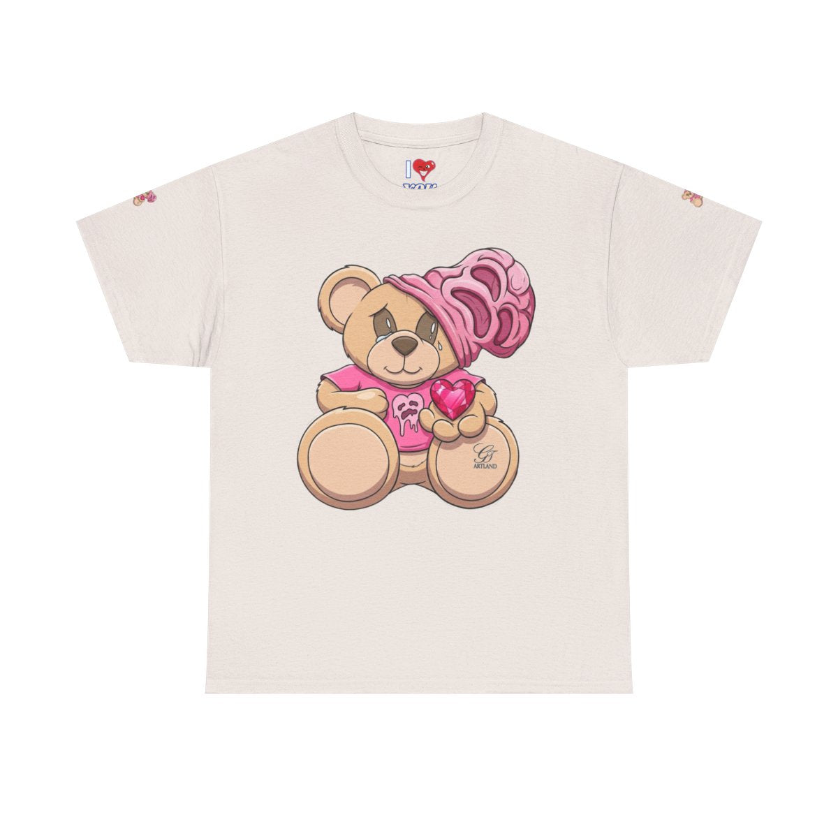 Pink Teddy Bear Goon with Heart Designer Unisex Heavy Cotton Tee by GT Artland