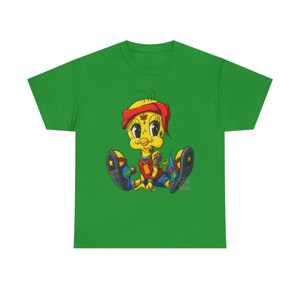Red Bandana Ghetto Tweet Bird Designer Unisex style Heavy Cotton Tee BY GT ARTLAND