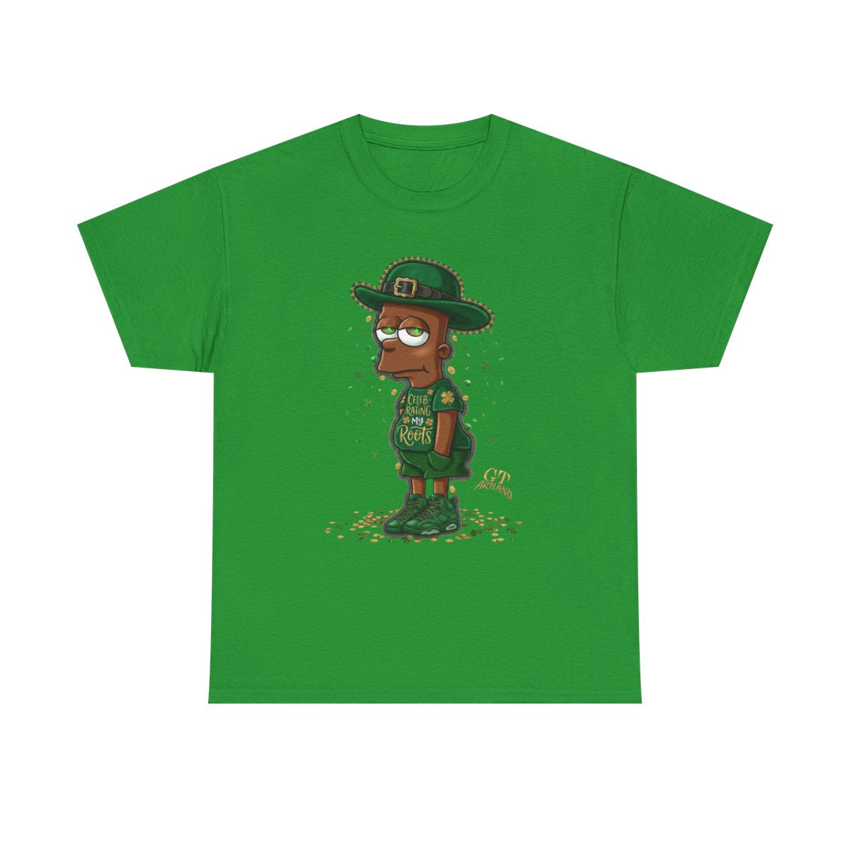 Lucky Charm Urban Irish Ebony bart Designer St Patrick's Day Theme Unisex Heavy Cotton Tee by GT Artland