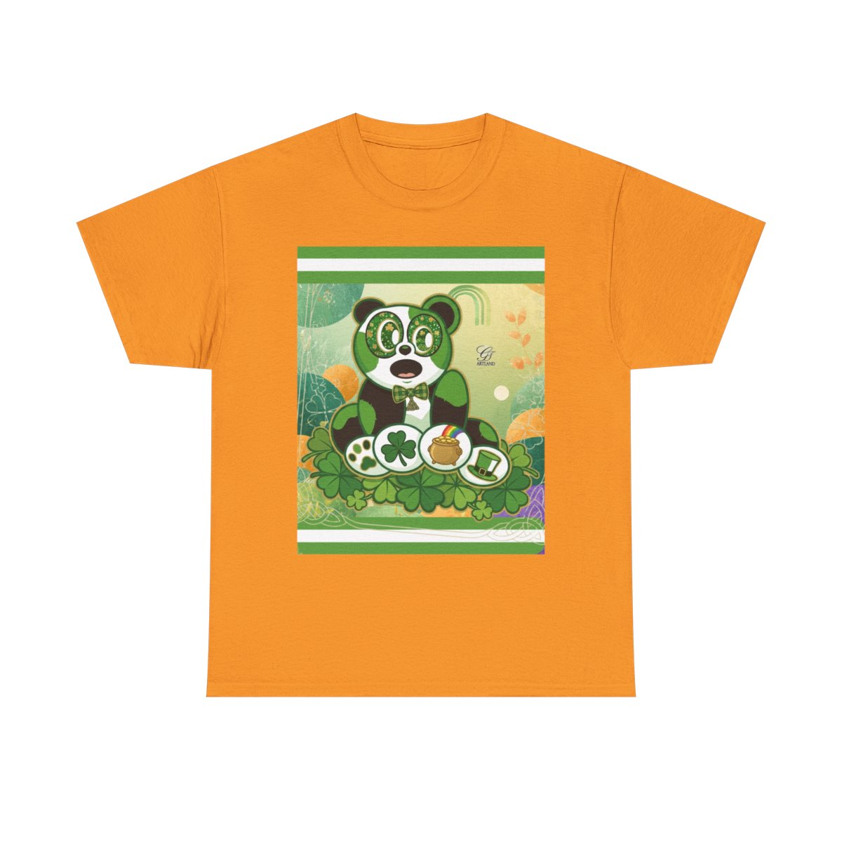 LUCKY CHARM URBAN PANDA GT Green Stripe abstract Designe Edition Unisex Heavy Cotton Tee by GT Artland