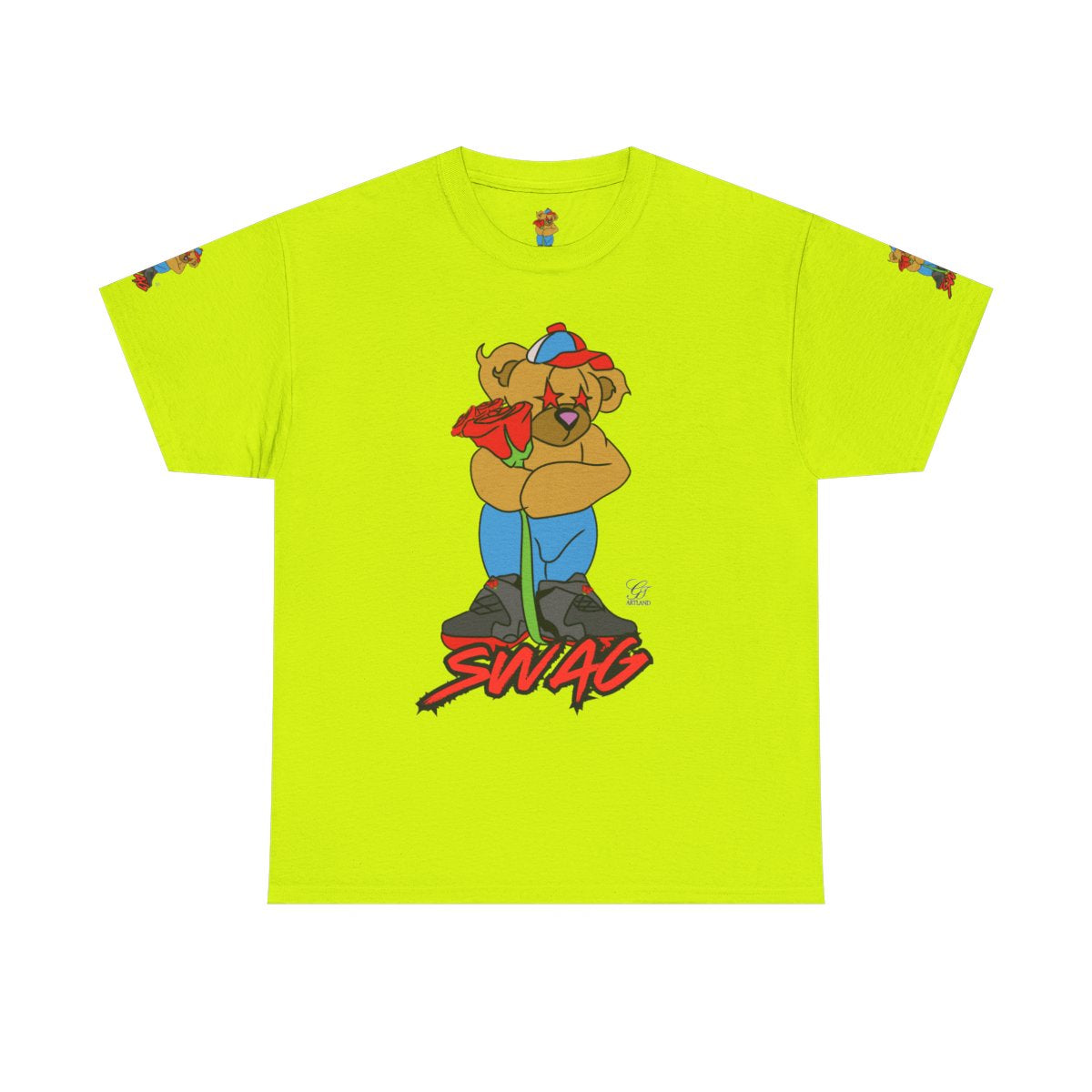 SWAG Love Designer Hip Rose Bear Unisex Heavy Cotton Tee by GT Artland