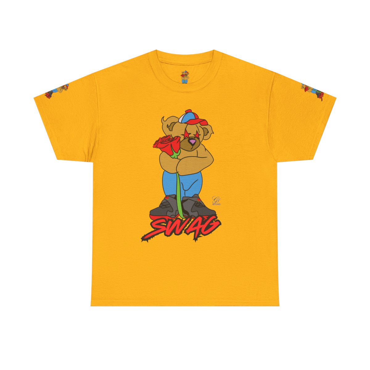 SWAG Love Designer Hip Rose Bear Unisex Heavy Cotton Tee by GT Artland