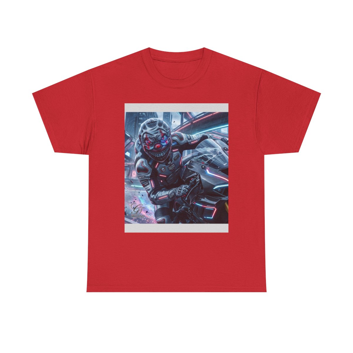 Killa Clown GT Futuristic Super Biker Race Games Unisex Heavy Cotton Tee by GT Artland