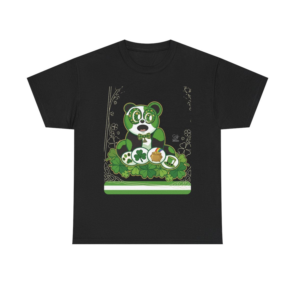 LUCKY CHARM URBAN PANDA GT Green Stripe Designer Edition Unisex Heavy Cotton Tee by GT Artland