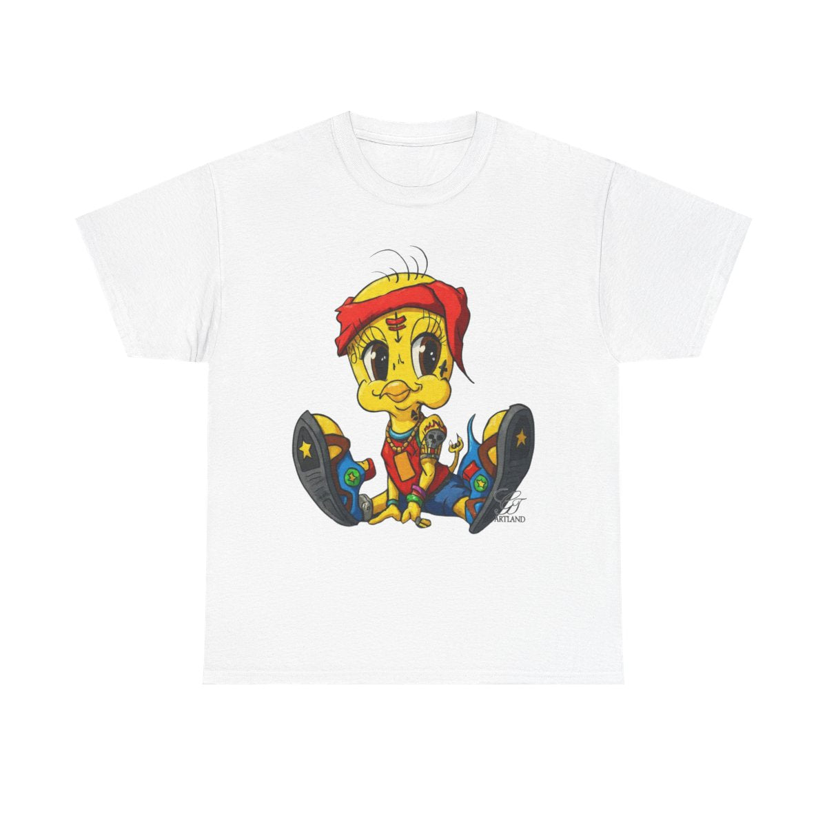Red Bandana Ghetto Tweet Bird Designer Unisex style Heavy Cotton Tee BY GT ARTLAND