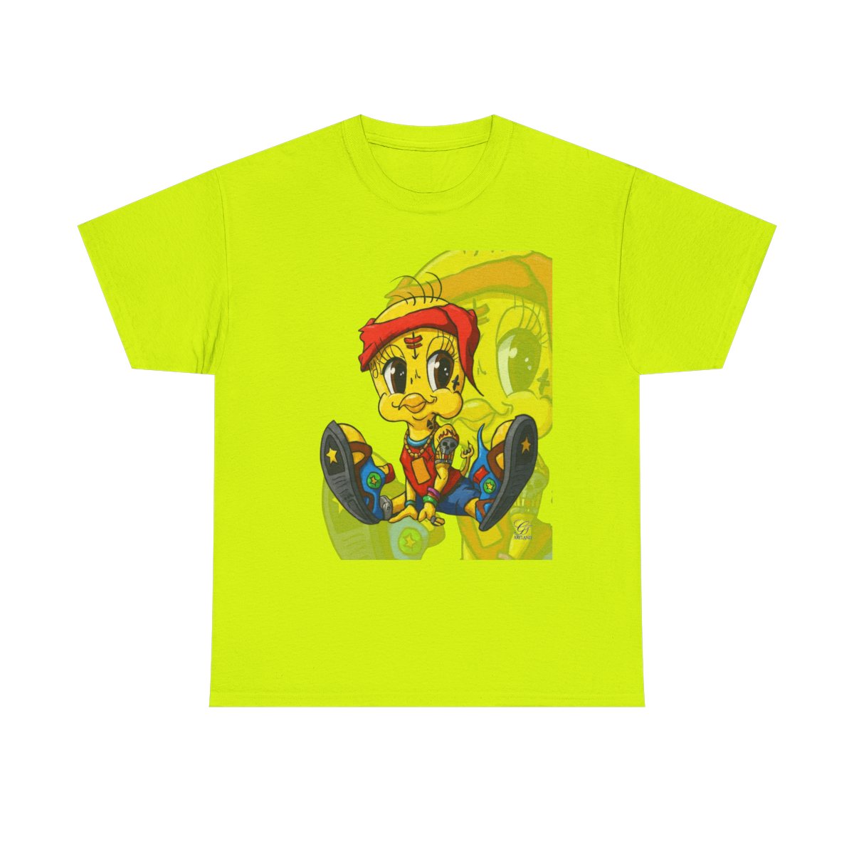Red Bandana Ghetto Tweet Bird Designer Unisex style Heavy Cotton Tee BY GT ARTLAND
