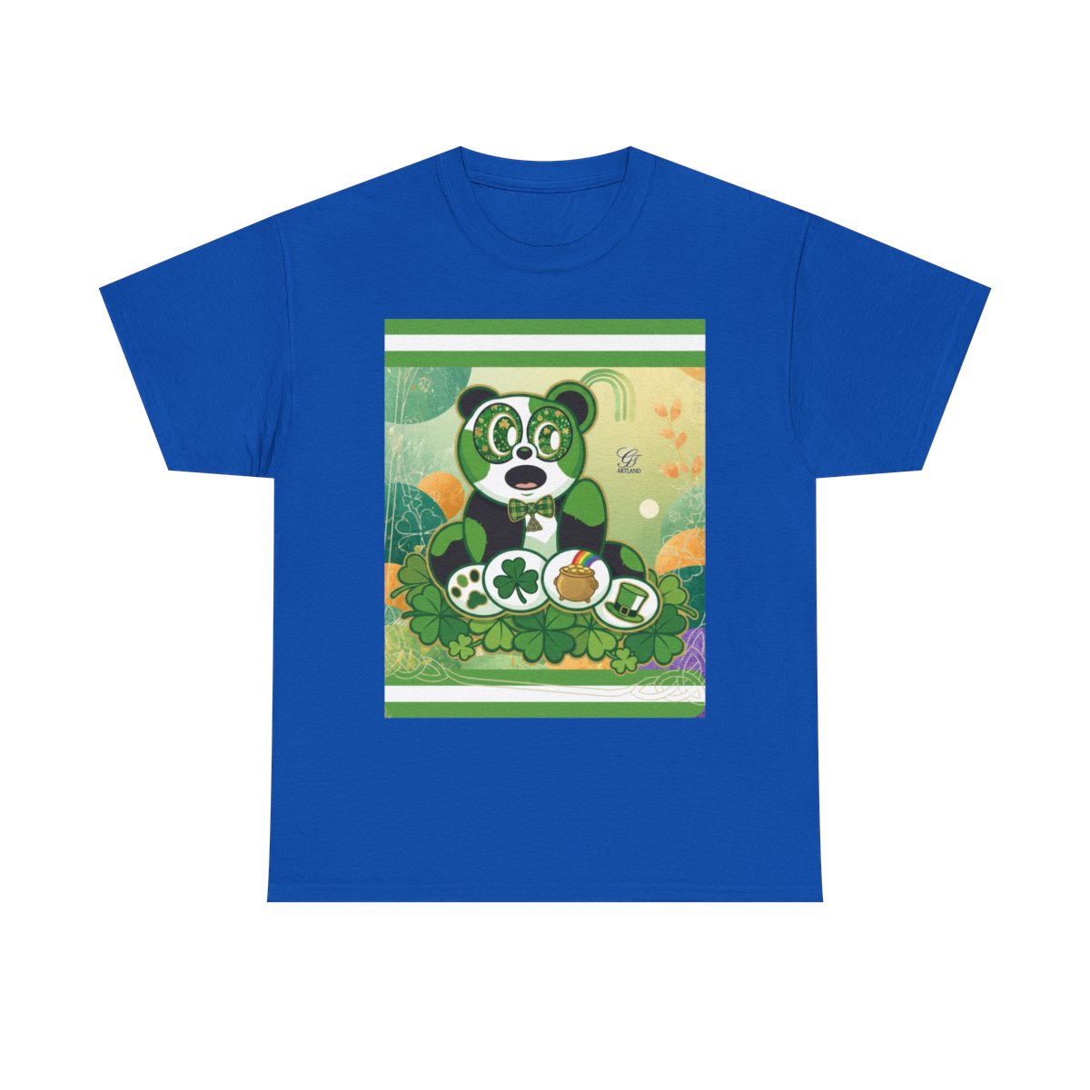 LUCKY CHARM URBAN PANDA GT Green Stripe abstract Designe Edition Unisex Heavy Cotton Tee by GT Artland